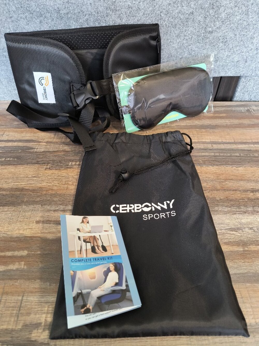 Cerbonny Sports Airplane Foot Rest Travel Kit Foot Hammock Sleep Mask Carry Bag